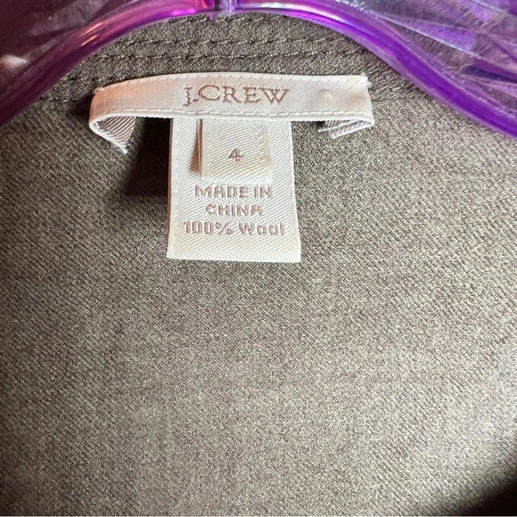 J. Crew Pin Tucked Dropped Waist Long Sleeve Dress 100% Wool Olive Brown Size 4 - Picture 3 of 5